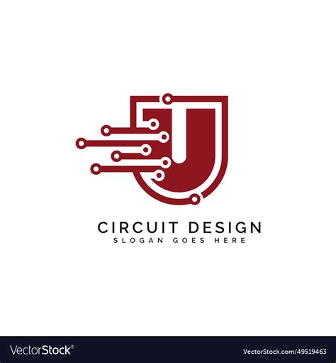 Letter u logo circuit shape symbol technology Vector Image