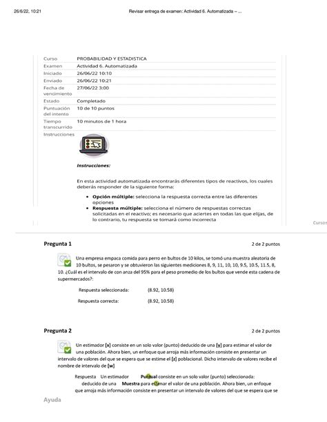 Actividad Automatizada Probabilidad Y Estadistica