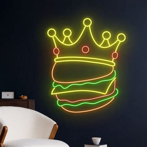 Handmadetneonsign Burger King Neon Sign Burger King Crown Neon Light