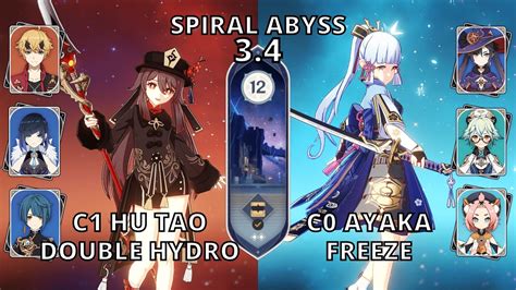 Spiral Abyss 3 4 Hu Tao Double Hydro Ayaka Freeze F2P YouTube