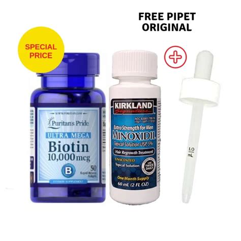 Kirkland Minoxidil 5 Puritan Biotin 10 000 Mcg Isi 50 Pipet Ori