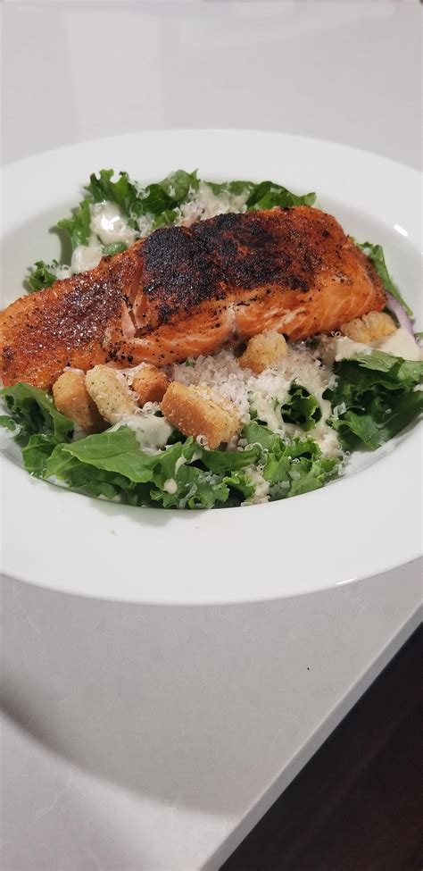 Homemade Cajun Salmon Caesar Salad Rfood