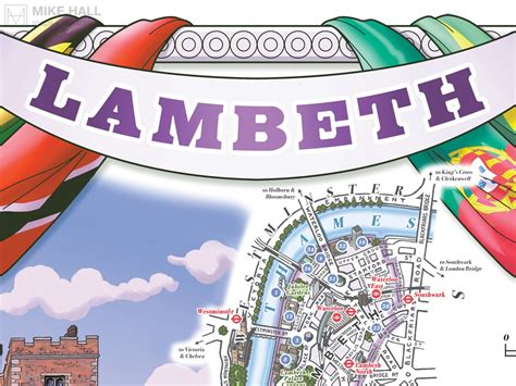 Lambeth London Borough Illustrated Map Giclee Print Etsy