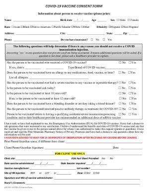 Fillable Online Covid Vaccine Consent Form Pmp V Fax Email Print