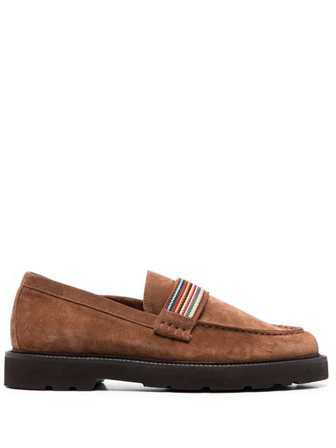 Paul Smith Artist Stripe Detail Suede Loafers Farfetch