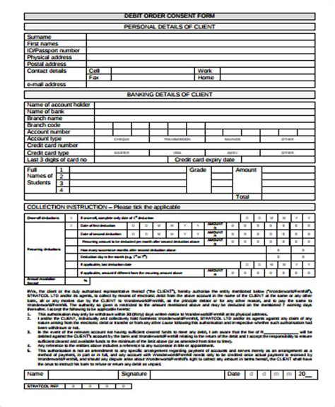 Free Sample Debit Order Forms In Ms Word Pdf