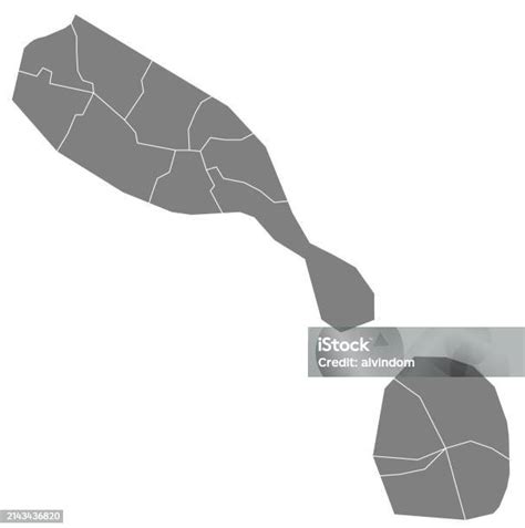 Ilustración De Esquema Del Mapa De San Cristóbal Y Nieves Con Regiones