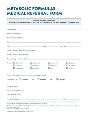 Fillable Online Metabolic Formulas Medical Referral Form Fax Email