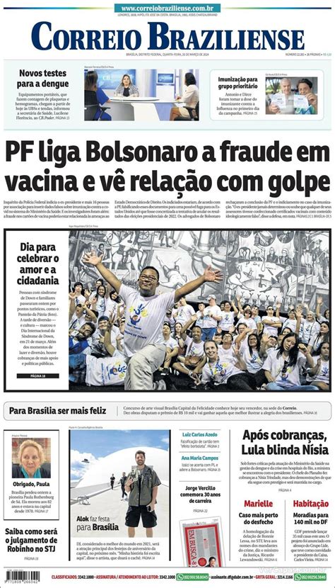 Capa Correio Braziliense Edi O Quarta De Mar O De