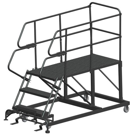 Ballymore SEP3-3660 3-Step Heavy-Duty Steel Mobile Work Platform with Handrails - 60" x 36" x 30 ...