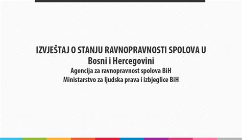 Stanje Ravnopravnosti Spolova U Bosni I Hercegovini ARS BIH