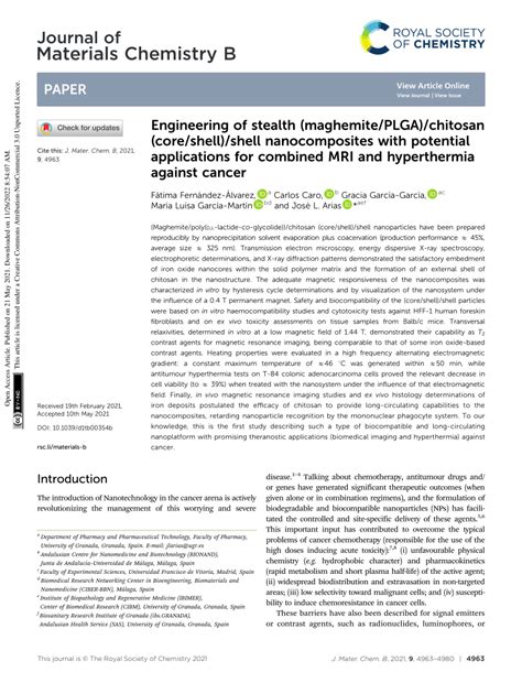 Pdf Engineering Of Stealth Maghemiteplgachitosan Coreshell