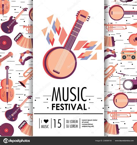 Banjo Instrumentos Para Festival M Sica Evento Vector Ilustraci N