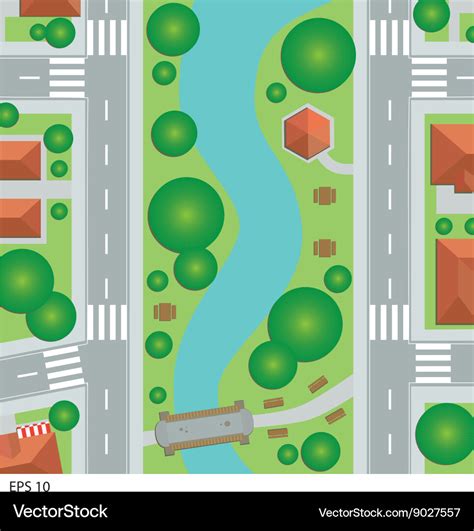 Road map city top view Royalty Free Vector Image