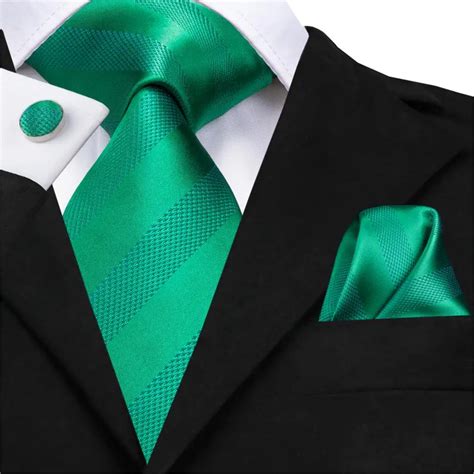 Sn 3132 Hi Tie 85cm 100 Silk Mens Light Green Tie Plaid Necktie Hanky Cufflinks Set For Men