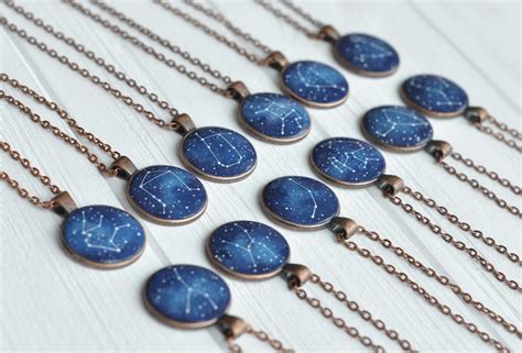 Zodiac Necklace Astrology Pendant Constellation Birth Sign Etsy