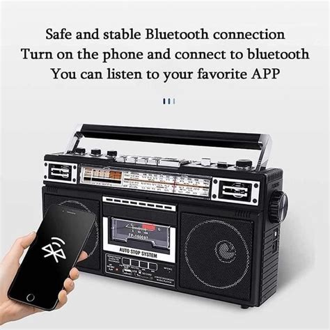 Luernas Radio Et Enregistreur Rétro Boombox À Cassette Style Années 80 Lecteur Bluetooth