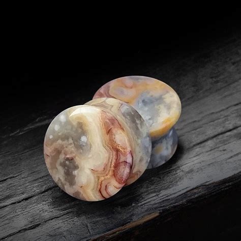 Crazy Lace Agate Plugs Gauges Natural Stone Gauges Plugs Pretty