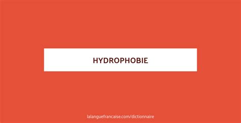 Définition de hydrophobie Dictionnaire français