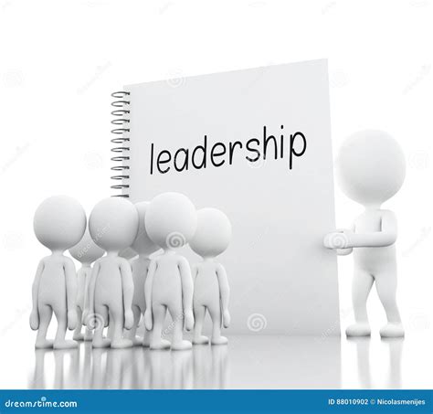 3d White People Leadership And Notepad With Leadership Stock