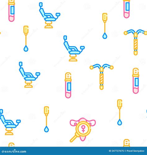 Gynecologist Seamless Pattern With Thin Line Icons Uterus Ovaries