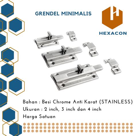 Jual Grendel Slot Pintu Jendela Lebar Selot Pintu Stainless Inch