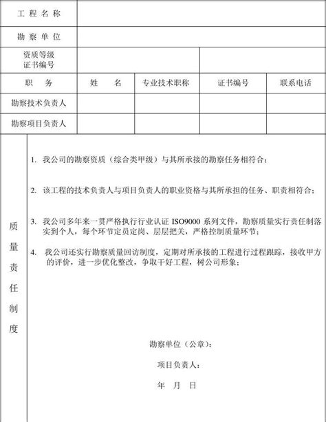 勘察单位质量责任制度报告表word文档在线阅读与下载无忧文档