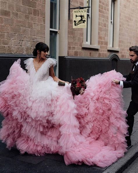 Hot Pink Feather Wedding Dresses