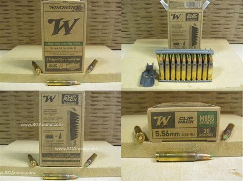 30 Round Box 5 56mm 62 Grain FMJ Winchester M855 Green Tip Ammo On