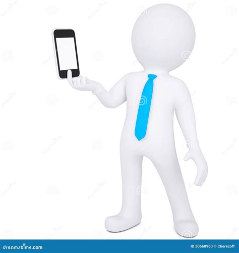 3d Man Holding Smartphone Stock Illustration Illustration Of Internet