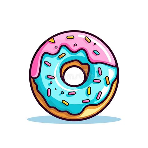 Vector Of A Delicious Pink Frosted Donut With Colorful Sprinkles On Top