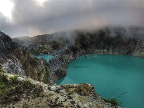 Three Colours Crater Lake At Mount Kelimutu Flores Indonesia Stock