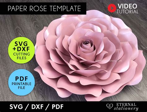 Large Paper Rose Template Paper Flowers Svg Rose Template Etsy Australia