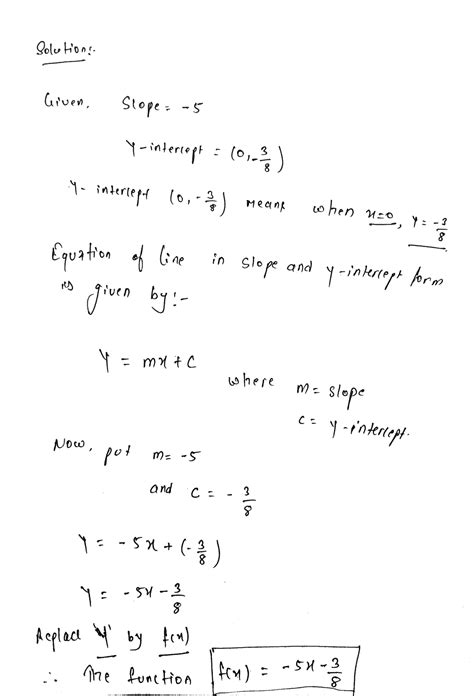 Solved Use Function Notation To Write The Equation Of The Line With