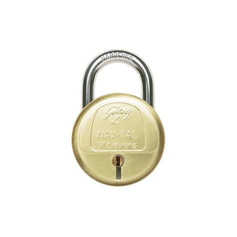 Godrej Navtal 7 Levers Round Padlock For Door Brass Finish Lock For