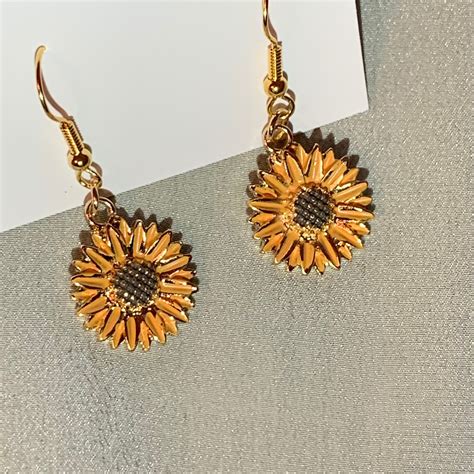 Sunflower Dangle Earrings Etsy