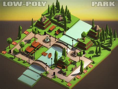 Low Poly Park 3d Urban Unity Asset Store