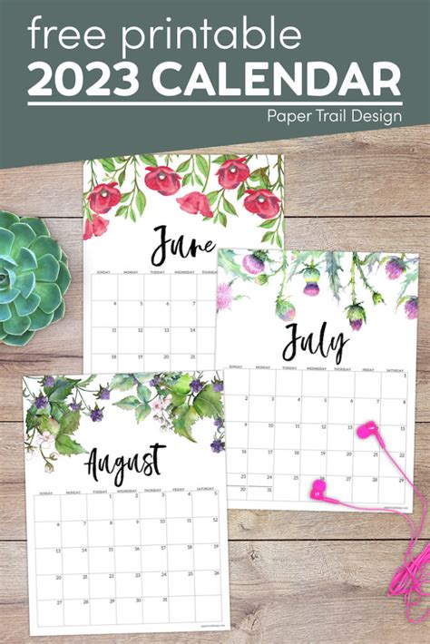 2024 Floral Calendar Printable Paper Trail Design In 2023 Free Free