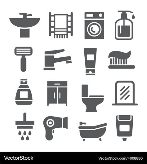 Bathroom Icon Set Royalty Free Vector Image Vectorstock