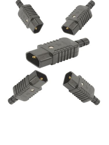 5 X Rewireable Heavy Duty In Line Iec C14 Socket Connector Mains Power Plug Male Ebay