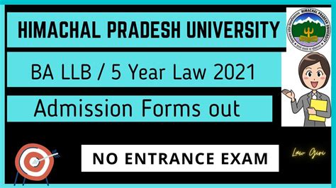 Himachal Pradesh University 5 Year Law Application Forms 2021 HPU