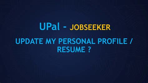 New Jobseeker How Can I Update My Personal Profile And Resume Youtube