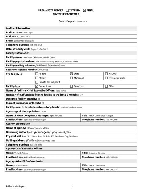 Fillable Online Prea Audit Auditor S Final Report W14 Fax Email Print