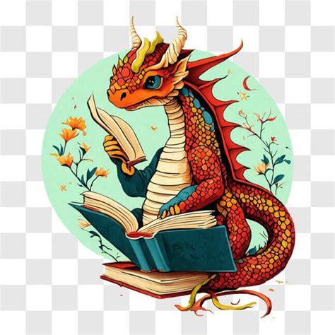 Download Colorful Dragon Reading A Book Png Online Creative Fabrica