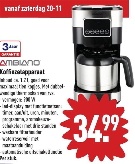 Ambiano Koffiezetapparaat 900W Aanbieding Bij ALDI