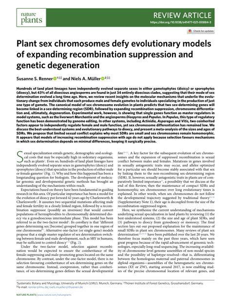 PDF Plant Sex Chromosomes Defy Evolutionary Models Of Expanding