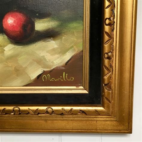 Vintage Bowl Of Fruit Still Life Oil Painting Signed By Artist Chairish