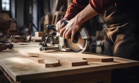 Premium Photo Carpenter Using Circular Saw For Cutting Wooden