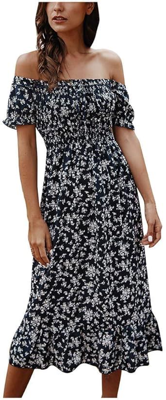 Hulday Kleider Damen Mode Bohemian Kleider Blumenmuster Sommerkleid