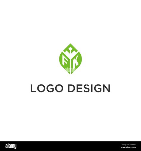 FK Monogram With Leaf Logo Design Ideas Creative Initial Letter Logo